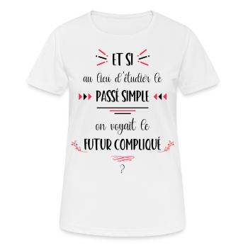 Passé simple futur compliqué - T-shirt respirant Femme - blanc - Devant - AI Model Female 172 dark (172cm)