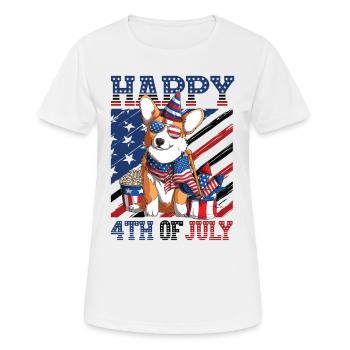 Happy 4th Of July Corgi - Women's Breathable T-Shirt - white - Front - AI Model Female 172 dark (172cm)