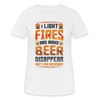 Light fires and make beer disappear. - Women's Breathable T-Shirt - white - Front - AI Model Female 172 dark (172cm)
