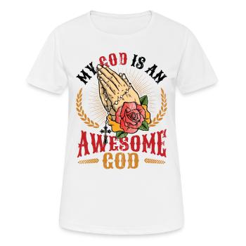 Mein Gott ist ein großartiger Gott. - Frauen T-Shirt atmungsaktiv - Weiß - Vorne - AI Model Female 172 dark (172cm)