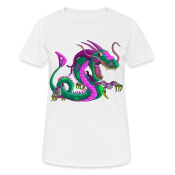 Metalldrache Mechdragon Drache aus Metall - Frauen T-Shirt atmungsaktiv - Weiß - Vorne - AI Model Female 172 dark (172cm)