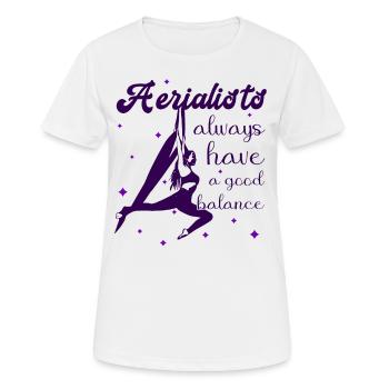 Aerial Silk Akrobatik Circus Aerialist - Frauen T-Shirt atmungsaktiv - Weiß - Vorne - AI Model Female 172 dark (172cm)
