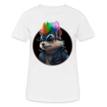 Punk Eichhörnchen mit Regenbogen Irokese Frisur - Frauen T-Shirt atmungsaktiv - Weiß - Vorne - AI Model Female 172 dark (172cm)