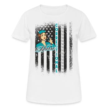 Prisons RN Correctional Nurse - Women's Breathable T-Shirt - white - Front - AI Model Female 172 dark (172cm)