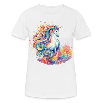 Une licorne veille sur la ville - T-shirt respirant Femme - blanc - Devant - AI Model Female 172 dark (172cm)