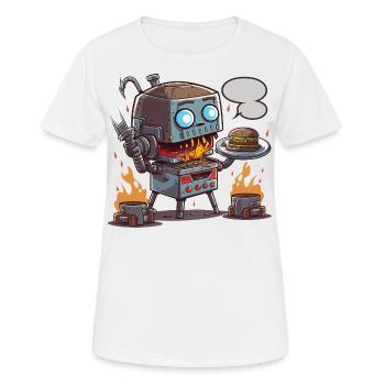 Grill-Bot - Frauen T-Shirt atmungsaktiv - Weiß - Vorne - AI Model Female 172 dark (172cm)