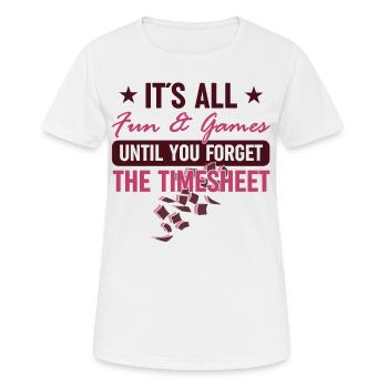 Tout est amusant et ludique - Le personnel RH - T-shirt respirant Femme - blanc - Devant - AI Model Female 172 dark (172cm)