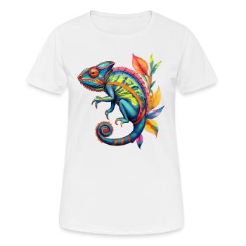 Chamäleon Chamäleons Reptilien - Frauen T-Shirt atmungsaktiv - Weiß - Vorne - AI Model Female 172 dark (172cm)