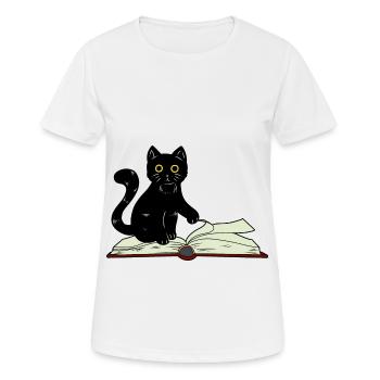 Cat Wizard Conjure Book Children Fantasy Occult - Women's Breathable T-Shirt - white - Front - AI Model Female 172 dark (172cm)