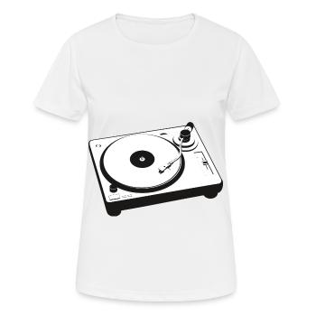 DJ Turntables Tourne-disque Techno - T-shirt respirant Femme - blanc - Devant - AI Model Female 172 dark (172cm)