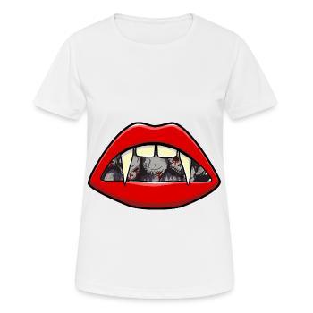 Halloween Vampir Mund Blutsauger Vampire - Frauen T-Shirt atmungsaktiv - Weiß - Vorne - AI Model Female 172 dark (172cm)