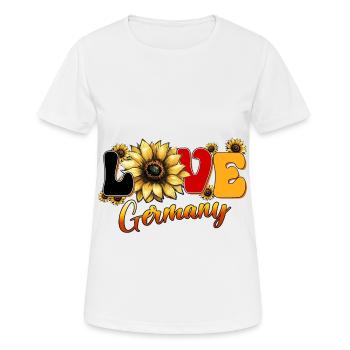 I love Germany Sonnenblumen schwarzrotgold Flagge - Frauen T-Shirt atmungsaktiv - Weiß - Vorne - AI Model Female 172 dark (172cm)