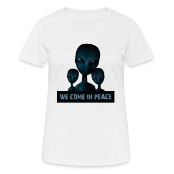 Aliens Are Among Us - We Come In Peace Alien Shirt - Frauen T-Shirt atmungsaktiv - Weiß - Vorne - AI Model Female 172 dark (172cm)