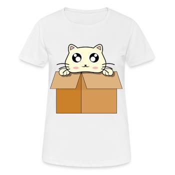 Chat mignon rigolo en boîte de carton - T-shirt respirant Femme - blanc - Devant - AI Model Female 172 dark (172cm)