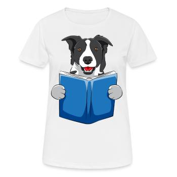Chien livres livre lecture bouquin chien cadeau - T-shirt respirant Femme - blanc - Devant - AI Model Female 172 dark (172cm)