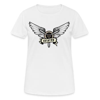 Aviateur pilote - T-shirt respirant Femme - blanc - Devant - AI Model Female 172 dark (172cm)