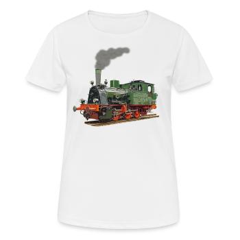 Dampflok Klein Lokomotive Eisenbahn - Frauen T-Shirt atmungsaktiv - Weiß - Vorne - AI Model Female 172 dark (172cm)