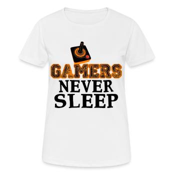 Gamers never sleep Funny Gaming Shirt - Women's Breathable T-Shirt - white - Front - AI Model Female 172 dark (172cm)