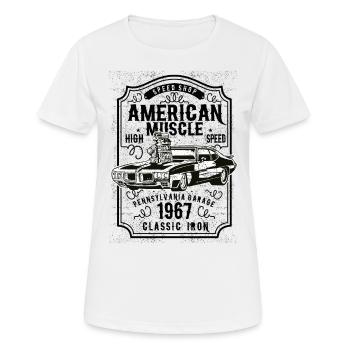 Auto Design American Muscle für Automechaniker - Frauen T-Shirt atmungsaktiv - Weiß - Vorne - AI Model Female 172 dark (172cm)