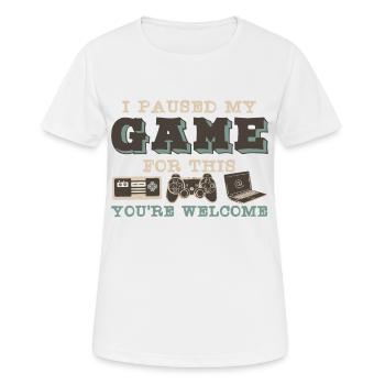 Game Pause - Paused my Game - Game t shirt - Women's Breathable T-Shirt - white - Front - AI Model Female 172 dark (172cm)