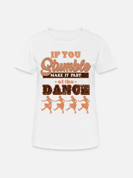 Taniec linii, muzyka linii tańca - Dame T-shirt svedtransporterende - hvid