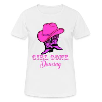 Danse en ligne, bottes de danse en ligne - T-shirt respirant Femme - blanc - Devant - AI Model Female 172 dark (172cm)