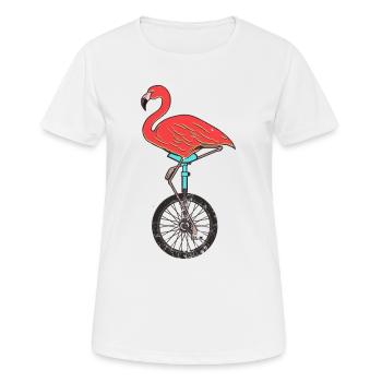 Einrad, Einrad Flamingo - Frauen T-Shirt atmungsaktiv - Weiß - Vorne - AI Model Female 172 dark (172cm)