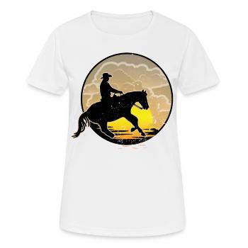 Westernreiten - Frauen T-Shirt atmungsaktiv - Weiß - Vorne - AI Model Female 172 dark (172cm)