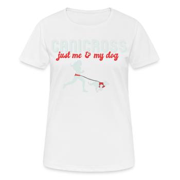 Hundesport, Canicross - Frauen T-Shirt atmungsaktiv - Weiß - Vorne - AI Model Female 172 dark (172cm)