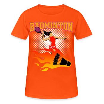 badminton - Women's Breathable T-Shirt - neon orange - Front - AI Model Female 172 dark (172cm)