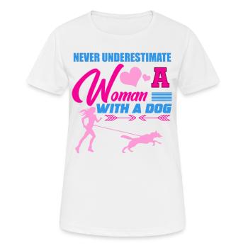 Hunde Sport, Canicross - Frauen T-Shirt atmungsaktiv - Weiß - Vorne - AI Model Female 172 dark (172cm)