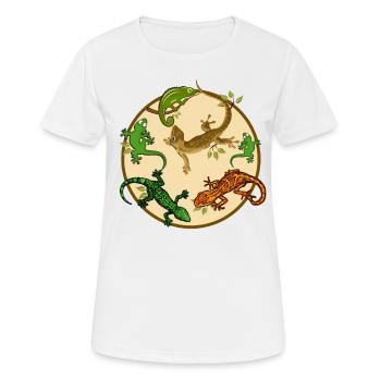 Gecko Eidechse - Frauen T-Shirt atmungsaktiv - Weiß - Vorne - AI Model Female 172 dark (172cm)