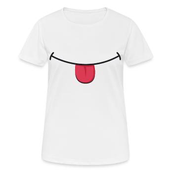 Grin Smile Mouth Funny Cheeky Face Mask - Women's Breathable T-Shirt - white - Front - AI Model Female 172 dark (172cm)