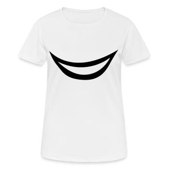 Grin Smile Mouth Funny Cheeky Face Mask - Women's Breathable T-Shirt - white - Front - AI Model Female 172 dark (172cm)