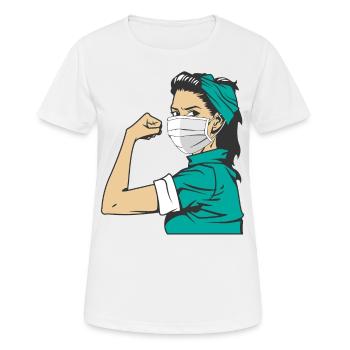 Rose The Riveter - Infirmière Infirmière - T-shirt respirant Femme - blanc - Devant - AI Model Female 172 dark (172cm)