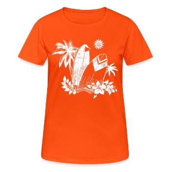 Surfboard surfboards - Women's Breathable T-Shirt - neon orange - Front - AI Model Female 172 dark (172cm)
