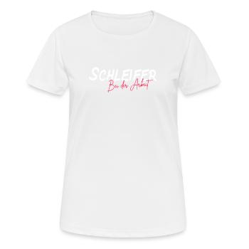 Schleifer bei der Arbeit - Frauen T-Shirt atmungsaktiv - Weiß - Vorne - AI Model Female 172 dark (172cm)