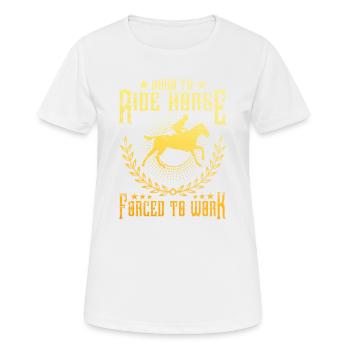 Pferdesport - Frauen T-Shirt atmungsaktiv - Weiß - Vorne - AI Model Female 172 dark (172cm)