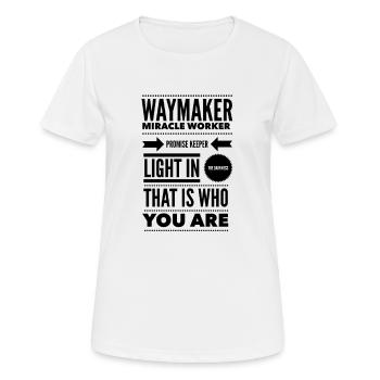 Waymaker & Christlicher Glaube | Lobpreis Anbetung - Frauen T-Shirt atmungsaktiv - Weiß - Vorne - AI Model Female 172 dark (172cm)