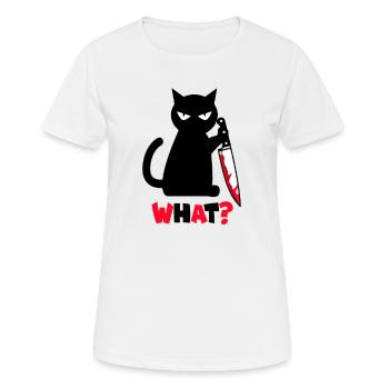Chat avec couteau sanglant QUOI? Chat noir - T-shirt respirant Femme - blanc - Devant - AI Model Female 172 dark (172cm)