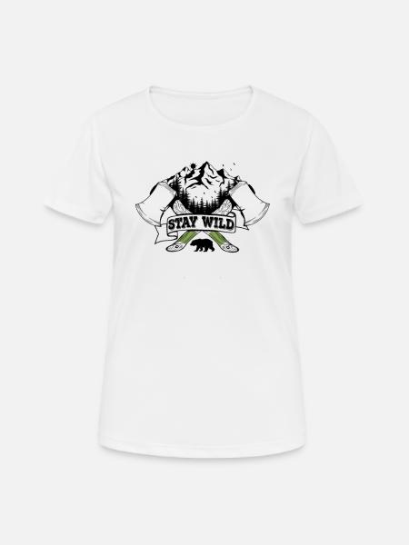 sauvage libre forêt ermite nature bûcheron hache - T-shirt respirant Femme - blanc