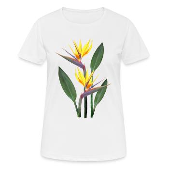 Strelitzia - Tropische Blume - Afrika - Kenia - Frauen T-Shirt atmungsaktiv - Weiß - Vorne - AI Model Female 172 dark (172cm)