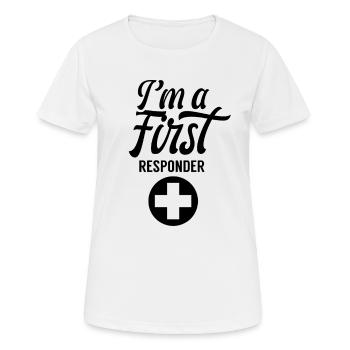 Je suis un premier intervenant d'urgence - T-shirt respirant Femme - blanc - Devant - AI Model Female 172 dark (172cm)