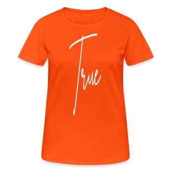 Vraie déclaration vérité - T-shirt respirant Femme - orange néon - Devant - AI Model Female 172 dark (172cm)