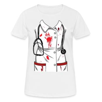 Krankenschwester Kostüm Halloween Karneval - Frauen T-Shirt atmungsaktiv - Weiß - Vorne - AI Model Female 172 dark (172cm)