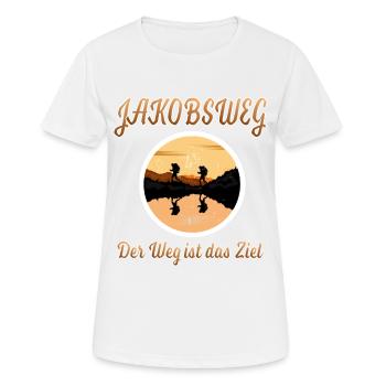 Jakobsweg der weg ist das ziel - Frauen T-Shirt atmungsaktiv - Weiß - Vorne - AI Model Female 172 dark (172cm)
