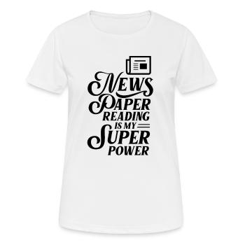 Zeitung lesen ist mein Hobby Leser Zeitschrift - Frauen T-Shirt atmungsaktiv - Weiß - Vorne - AI Model Female 172 dark (172cm)