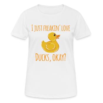 J'adore les canards - Canard de bain amateur de canard - T-shirt respirant Femme - blanc - Devant - AI Model Female 172 dark (172cm)