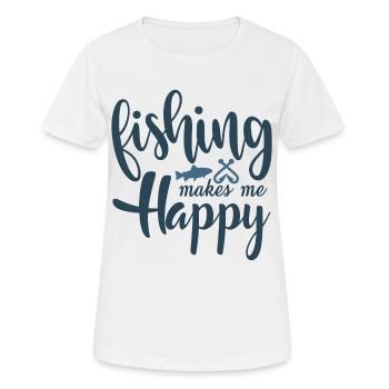 Anglers catch a fish on the lake - Women's Breathable T-Shirt - white - Front - AI Model Female 172 dark (172cm)