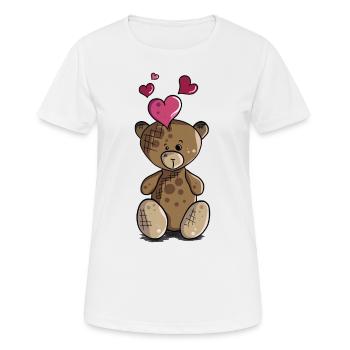 Teddy bear with heart teddy bear motif - Women's Breathable T-Shirt - white - Front - AI Model Female 172 dark (172cm)